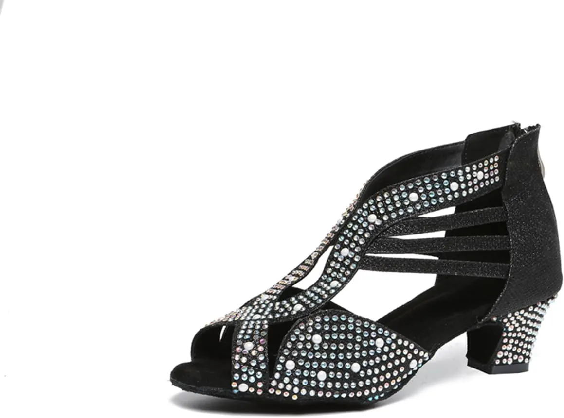 Women's Stylish Open Toe Latin Dance Boots Ballroom Tango Party Wedding Performance Practice Dance Shoes