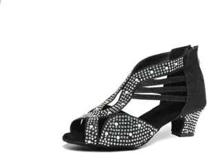 Women's Stylish Open Toe Latin Dance Boots Ballroom Tango Party Wedding Performance Practice Dance Shoes