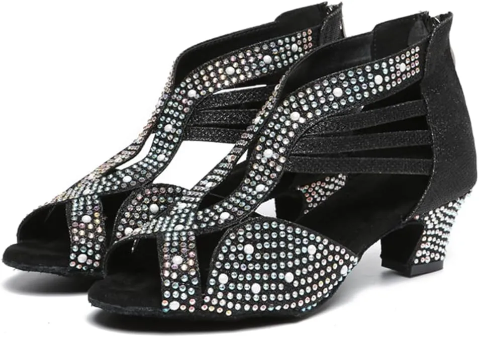 Women's Stylish Open Toe Latin Dance Boots Ballroom Tango Party Wedding Performance Practice Dance Shoes
