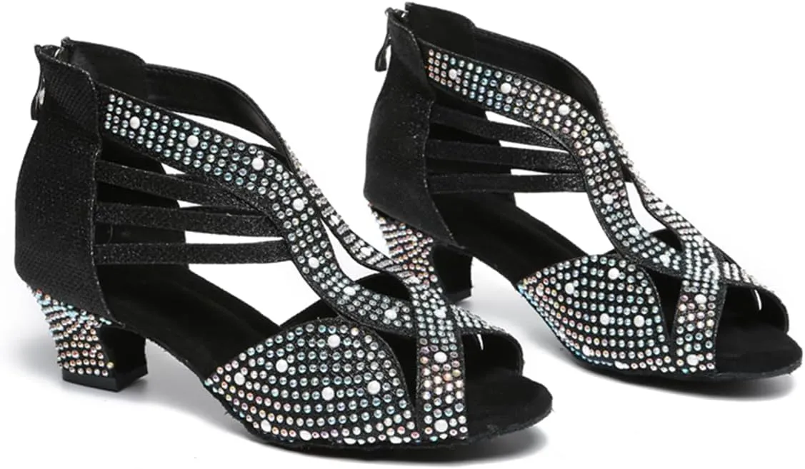 Women's Stylish Open Toe Latin Dance Boots Ballroom Tango Party Wedding Performance Practice Dance Shoes