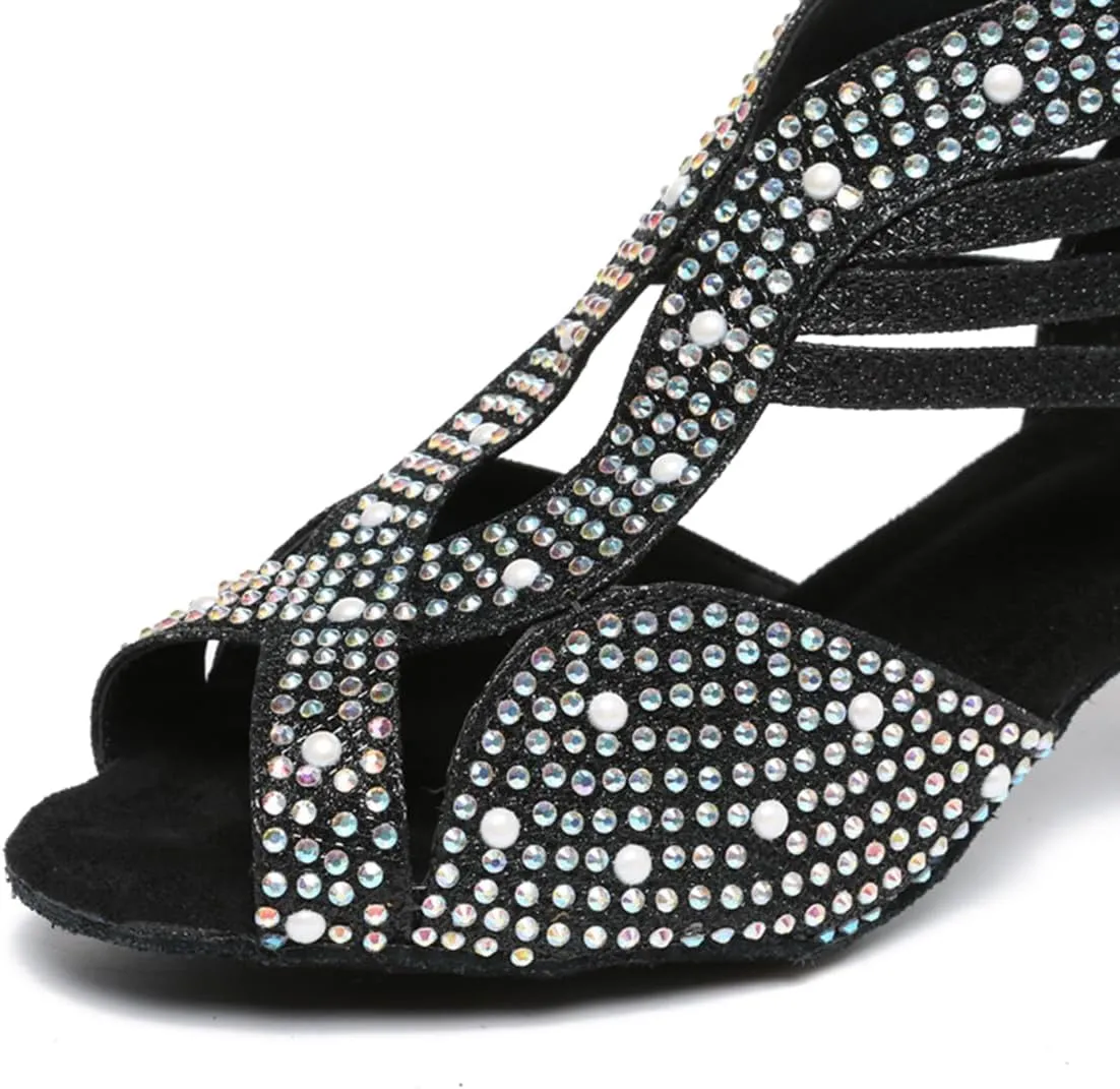 Women's Stylish Open Toe Latin Dance Boots Ballroom Tango Party Wedding Performance Practice Dance Shoes