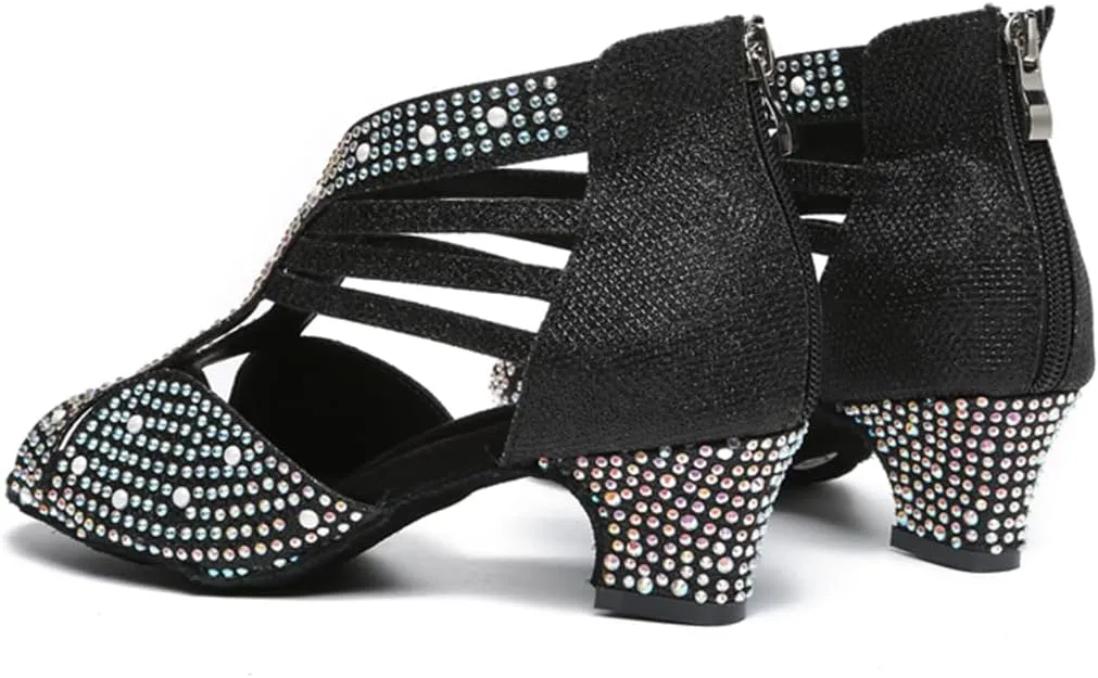 Women's Stylish Open Toe Latin Dance Boots Ballroom Tango Party Wedding Performance Practice Dance Shoes