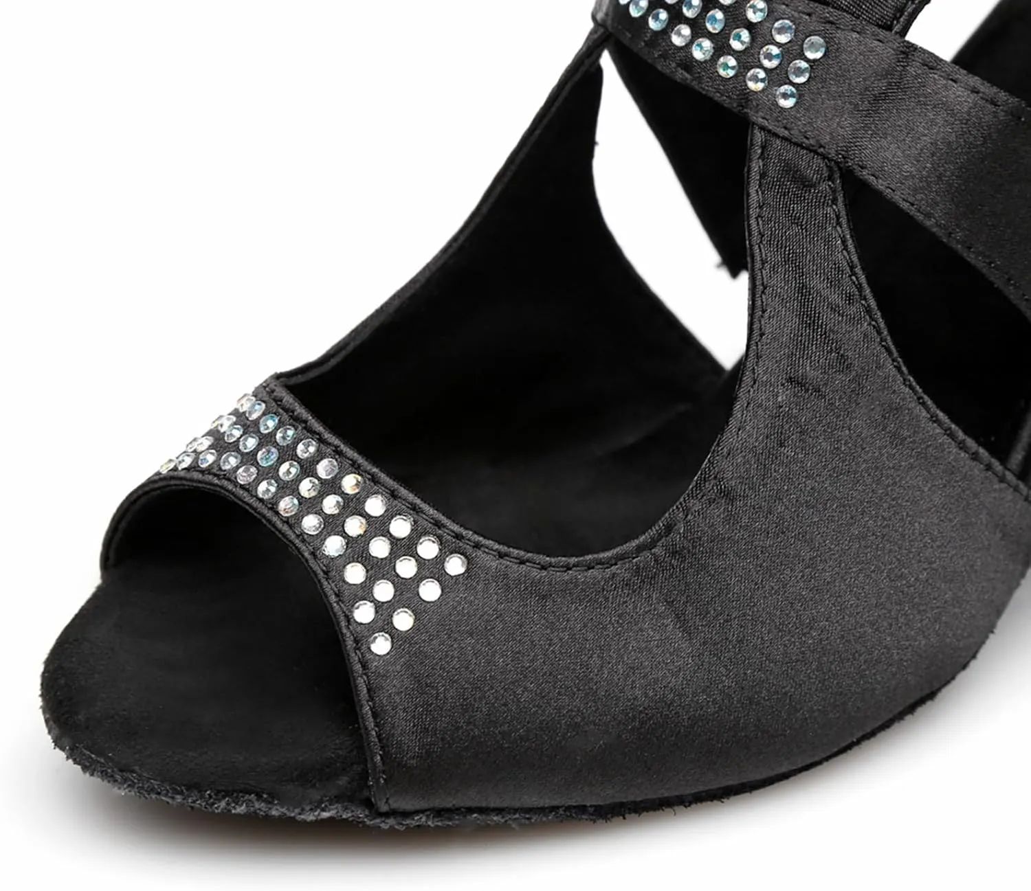 Women's Stylish Peep Toe Cut-outs design Ankle Dance Boots Satin Latin Ballrooom Practice Party Professional Dance Shoes