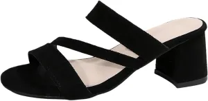 Women's Summer Fashion Suede Chunky Slippers Comfortable Cozy Footwear for Everyday Use Stylish Casual Slip-Ons for Women