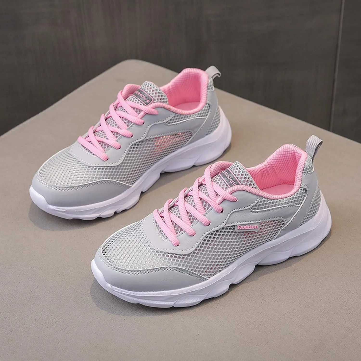 Womens Walking Shoes Mesh Breathable Athletic Sneakers for Women Comfortable Non Slip Lace Up Sports Shoes