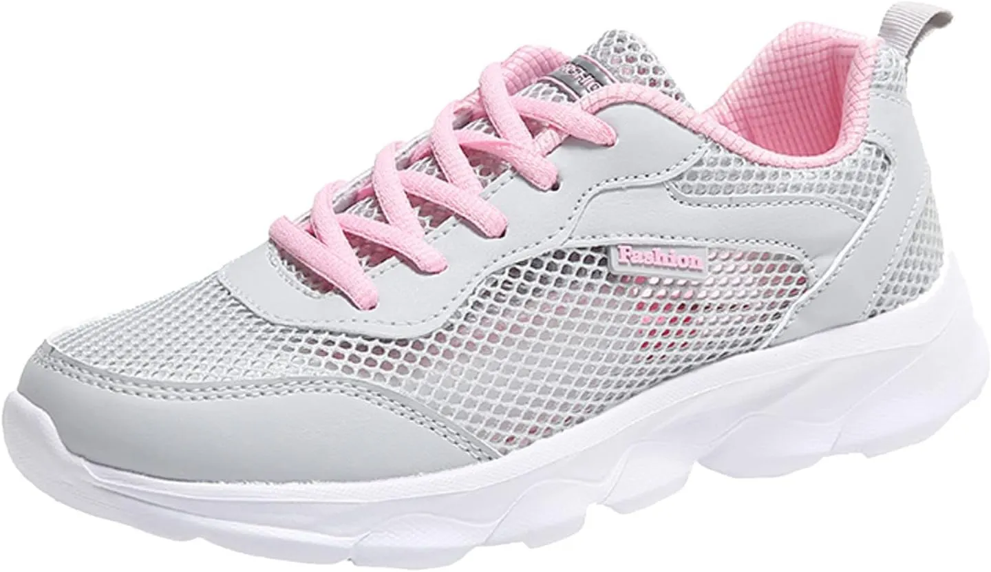 Womens Walking Shoes Mesh Breathable Athletic Sneakers for Women Comfortable Non Slip Lace Up Sports Shoes