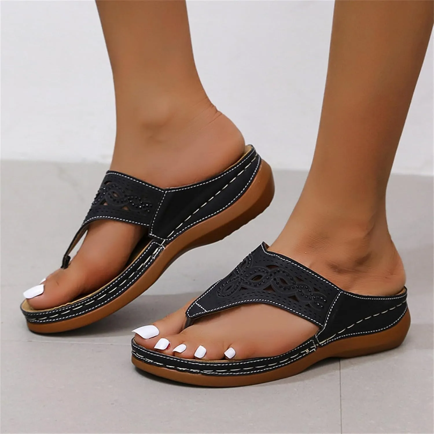 Womens with Arch Support Walking Sandals Orthopedic Recovery Slides Adjustable Straps Thick Cushion Comfortable Summer Outdoor Plantar Fasciitis Relief Footwear